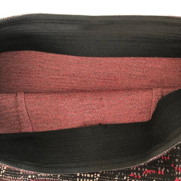 Vintage Art Deco Pull-On Midi Knit Pencil Skirt Geometric Red + Black Sz OS - Picture 5 of 6